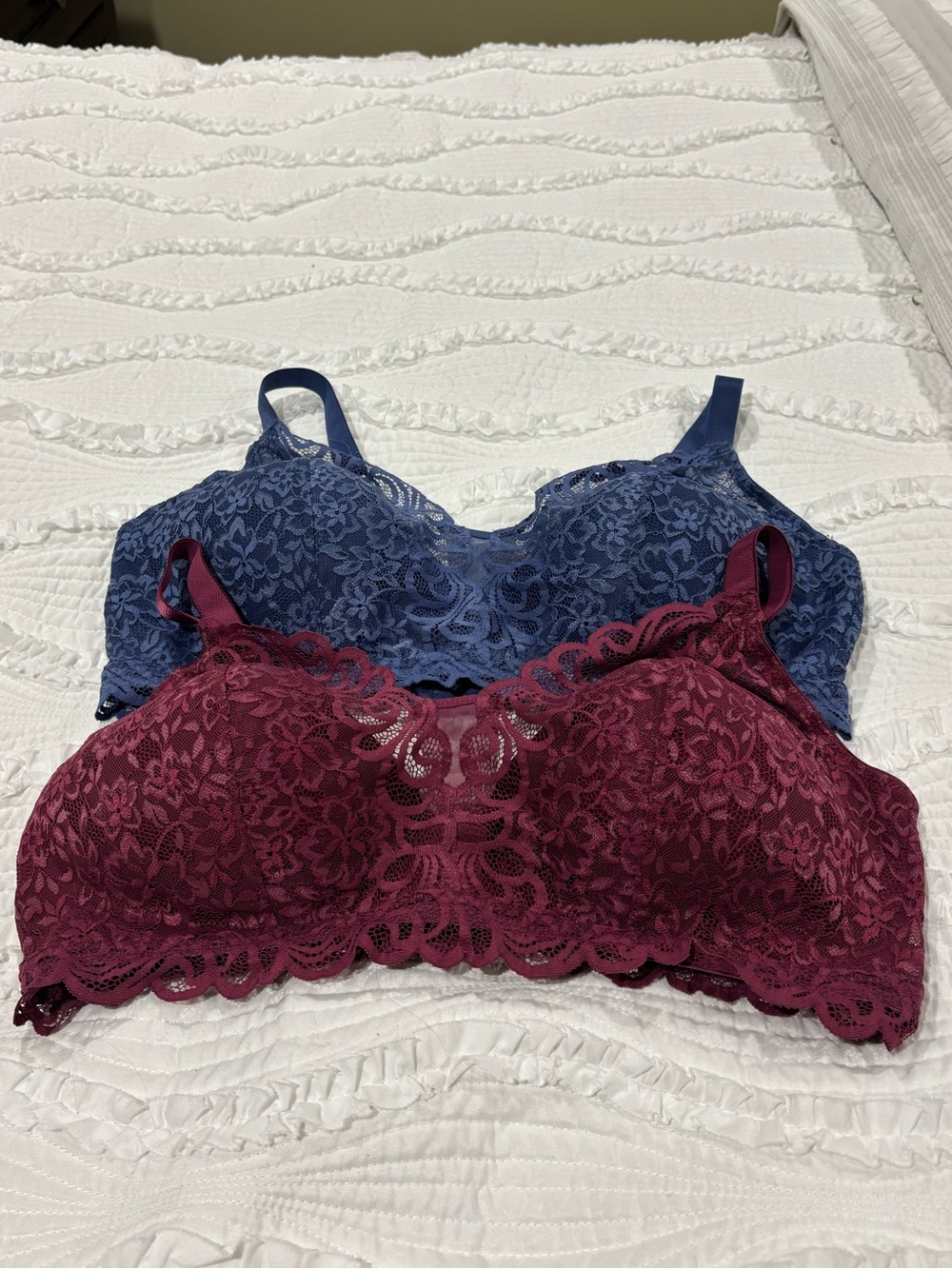 Bali Lace Bra Pair — Burgundy & Blue Size XXL